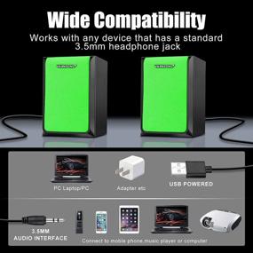 img 1 attached to Enhanced Stereo Bass Multimedia Speakers for PC Laptops Desktop - Vaensong VS12, USB Powered with 3.5mm Cable (Green)