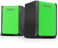 enhanced stereo bass multimedia speakers for pc laptops desktop - vaensong vs12, usb powered with 3.5mm cable (green) logo