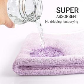 img 3 attached to 💆 Ultra Absorbent Hair Drying Towel Set for Women - 2 Pack, Microfibre Hair Towel Wrap with Button - Fast Drying Hair Hat - Perfect for Curly, Long, Thick Hair (Gray & Purple)