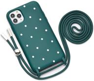 necklace phone cover compatible with iphone 11 pro case with cord strap soft silicone crossbody lanyard bumper dark green with pattern white dots logo