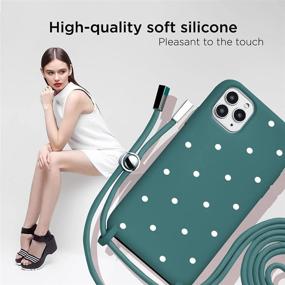 img 3 attached to Necklace Phone Cover Compatible With IPhone 11 Pro Case With Cord Strap Soft Silicone Crossbody Lanyard Bumper Dark Green With Pattern White Dots