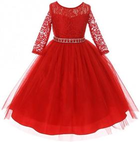 img 2 attached to 🌸 Burgundy Rhinestone Christmas Flower Dresses for Girls' Holiday Clothing