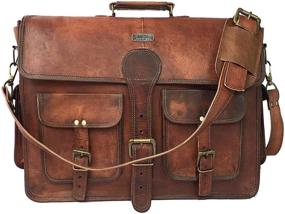 img 3 attached to 👜 DHK 18 Inch Vintage Handmade Leather Travel Messenger Office Crossbody Bag Laptop Briefcase Computer College Satchel Bag For Men And Women - Dark Brown