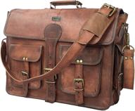 👜 dhk 18 inch vintage handmade leather travel messenger office crossbody bag laptop briefcase computer college satchel bag for men and women - dark brown logo