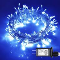 🔵 illuminew 42ft 100 led outdoor indoor string lights: safety plug, 8 modes for halloween christmas decor, spring mini lights, bedroom fairy lights - blue logo