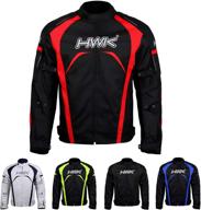 high-visibility hwk textile racing motorbike men's motorcycle jacket ce armored & waterproof (red, size s) logo