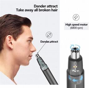 img 2 attached to Waterproof Metal Case Ear and Nose Hair Trimmer with Eyebrow and Facial Hair Trimming Abilities for Men and Women - Battery-Operated and Easy to Clean (Black)
