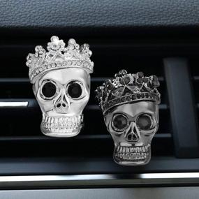 img 4 attached to 💀 Skull Car Air Vent Accessories with Aromatherapy Essential Oil Diffuser - Sparkling Freshener Holder (Set of 2)