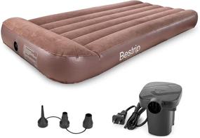 img 4 attached to ⛺️ Ultimate Comfort: Bestrip Air Mattress Twin Size Inflatable Bed - Electric Air Pump Included - Ideal for Single Camping Trips - Convenient Camping Accessories - Brown