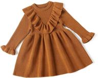 👧 curipeer cozy casual ribbed knit sweater dress for little girls - long sleeve logo