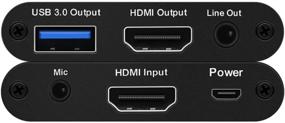 img 3 attached to 🎥 СтримКетчер HD Устройство захвата HDMI с USB для видеоконференций и стриминга игр с разрешением 1080p 60 FPS с микрофоном и разъемами для наушников