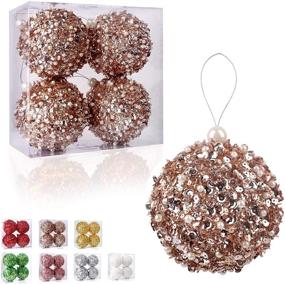 img 4 attached to 🍾 Shatterproof Champagne Christmas Ball Ornaments - 4.25" 4pc Set for Xmas Trees & Festive Decor