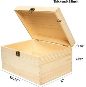 img 3 attached to 📦 Rocinha Pine Wood Box Craft Stash Storage with Hinged Lid and Front Clasp for Arts, Hobbies, and Home - 10.71x8x5.66 Inches