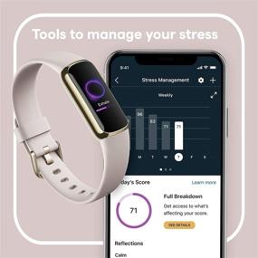 img 1 attached to 🏋️ Fitbit Luxe Fitness Tracker with Stress Management, Sleep Tracking, 24/7 Heart Rate, Lunar White/Soft Gold Stainless Steel, One Size S L Bands Included