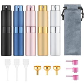 img 4 attached to 💨 5-Pack 8ml Refillable Travel Perfume Atomizer, Mini Cologne Spray Bottle Empty, Small Aftershave Sprayer for Liquid Dispenser (Assorted Colors)