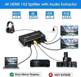 img 3 attached to Разветвитель HDMI с аудио-извлекателем от NEWCARE - 4k@60Гц, только дублирование/зеркальное отображение на двух мониторах, автоматическое масштабирование, HDCP2.3, HDMI2.0b - с оптическим Toslink SPDIF + коаксиальным + аудио выходом 3.5мм