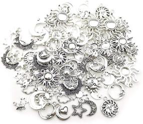 img 1 attached to Versatile 100g Craft Supplies: Antique Silver Sun Moon Stars Charms for DIY Necklace Bracelet Crafting - 80pcs - M250