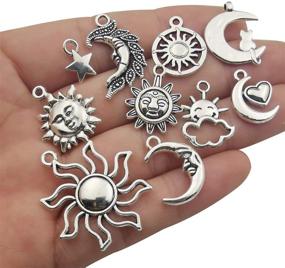 img 2 attached to Versatile 100g Craft Supplies: Antique Silver Sun Moon Stars Charms for DIY Necklace Bracelet Crafting - 80pcs - M250