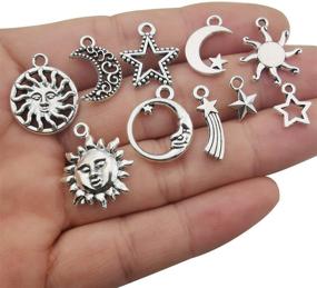 img 3 attached to Versatile 100g Craft Supplies: Antique Silver Sun Moon Stars Charms for DIY Necklace Bracelet Crafting - 80pcs - M250