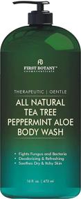 img 4 attached to All Natural Tea Tree Body Wash by First Botany - Combat Body Odor, Athlete’s Foot, Jock Itch, Dandruff, Acne, Eczema, Yeast Infection | 16 oz Shower Gel for Women & Men with Peppermint Oil