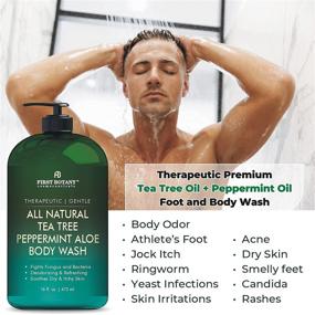 img 3 attached to All Natural Tea Tree Body Wash by First Botany - Combat Body Odor, Athlete’s Foot, Jock Itch, Dandruff, Acne, Eczema, Yeast Infection | 16 oz Shower Gel for Women & Men with Peppermint Oil