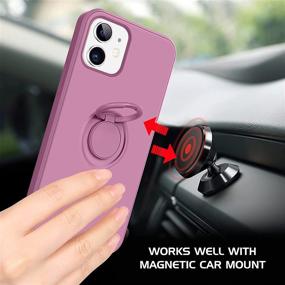 img 2 attached to 📱 DOMAVER Deep Purple iPhone 12/12 Pro Case - Slim Silicone Rubber, 360 Ring Holder, Kickstand, Car Mount - Microfiber Protective Cover for iPhone 12/12 Pro 5G 6.1 Inch