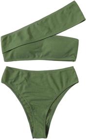 img 4 attached to SweatyRocks Bathing Shoulder Waisted Swimsuits Women's Clothing in Swimsuits & Cover Ups