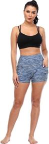 img 1 attached to CADMUS Women's High Waist Active Shorts with Convenient Deep Pockets for Yoga, Fitness, and Running