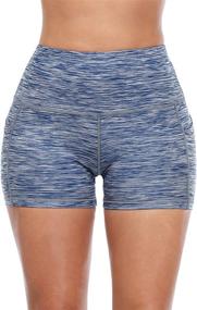 img 2 attached to CADMUS Women's High Waist Active Shorts with Convenient Deep Pockets for Yoga, Fitness, and Running