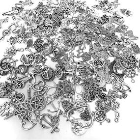 img 3 attached to 📿 JIALEEY 200 PCS Wholesalers: Exquisite Tibetan Silver Metal Charms for DIY Jewelry Making and Crafting - Necklace Bracelet Pendants