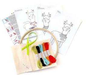 img 2 attached to 🐧 Penguin & Fish Llama Hand Embroidery DIY Craft Kit: Learn French Knot & Backstitch | 8 inch Hoop | 6 Strand Cotton Floss | Fun for Kids Crafts Boys Girls