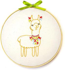 img 3 attached to 🐧 Penguin & Fish Llama Hand Embroidery DIY Craft Kit: Learn French Knot & Backstitch | 8 inch Hoop | 6 Strand Cotton Floss | Fun for Kids Crafts Boys Girls