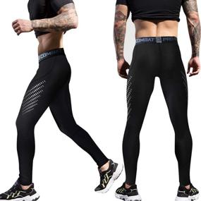 img 2 attached to 🏃 Ultimate Performance Men's Compression Pants: Quick-Dry Running Tights for Workouts, Training, Gym