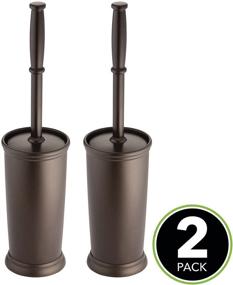 img 3 attached to 🚽 mDesign Compact Freestanding Plastic Toilet Bowl Brush and Holder 2 Pack - Bronze | Space-Saving, Sturdy Bathroom Storage and Organization Solution | Deep Cleaning, Covered Brush