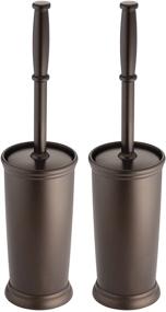 img 4 attached to 🚽 mDesign Compact Freestanding Plastic Toilet Bowl Brush and Holder 2 Pack - Bronze | Space-Saving, Sturdy Bathroom Storage and Organization Solution | Deep Cleaning, Covered Brush