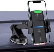usams wireless car charger mount - fast qi charging, auto-clamping phone holder for iphone/samsung/pixel/lg (black) logo