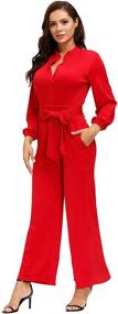 img 2 attached to 👗 Ophestin Womens Sleeve Jumpsuit Rompers: Trendy Women's Clothing & Stylish Jumpsuits, Rompers, and Overalls