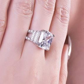 img 1 attached to 💍 AINUOSHI 5ct Кольцо Женское Специальное для Свадьбы и Помолвки с Кубическим Цирконием CZ Под Кусочек Подушка Размера 5-8 из Серебра 925