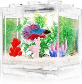 img 4 attached to 🐠 Compact Betta Fish Tank Kit with LED Lighting - Ideal for Reptiles, Goldfish, Shrimp, and More!