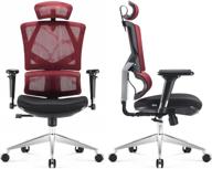 🪑 sihoo ergonomic office chair - comfortable high back desk chair with lumbar support, 3d armrest, adjustable height, thick seat cushion, and breathable mesh (red) logo