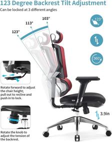 img 1 attached to 🪑 Sihoo Ergonomic Office Chair - Comfortable High Back Desk Chair with Lumbar Support, 3D Armrest, Adjustable Height, Thick Seat Cushion, and Breathable Mesh (Red)