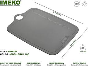 img 3 attached to Доска для резки IMEKO TPU - без БПА, дружественная к ножам, гибкая, подходит для посудомоечной машины, экономит место, эргономичный дизайн - коврик для нарезки, серый, средний размер 13,7" х 9,4", легкий вес 10 унций.