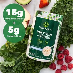 img 2 attached to 🌱 PlantFusion Protein + Fiber: Pea Protein Powder Dietary Supplement, 100% Vegan & Kosher, Non-GMO, 15g Protein + 5g Fiber, Vanilla Bean Flavor (10 Servings) - 9.06oz