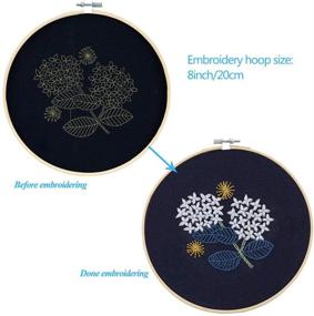 img 2 attached to 🌸 Complete Embroidery Starter Kit - Hydrangea Floral Pattern, Cross Stitch Set with Fabric, Hoop & Color Threads