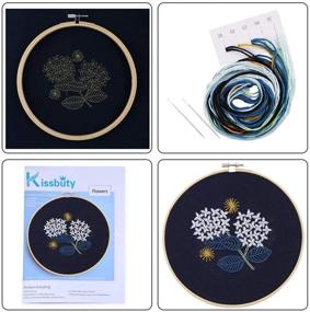 img 1 attached to 🌸 Complete Embroidery Starter Kit - Hydrangea Floral Pattern, Cross Stitch Set with Fabric, Hoop & Color Threads