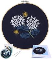 🌸 complete embroidery starter kit - hydrangea floral pattern, cross stitch set with fabric, hoop & color threads logo