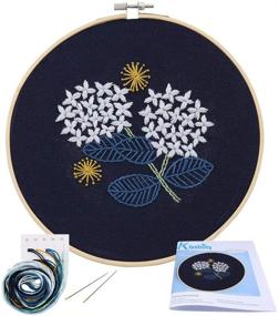 img 4 attached to 🌸 Complete Embroidery Starter Kit - Hydrangea Floral Pattern, Cross Stitch Set with Fabric, Hoop & Color Threads