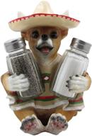 🐶 south of the border chihuahua glass salt and pepper shaker set in decorative holder figurine: perfect southwestern & mexican bar sculpture, kitchen decor, spice rack, and unique gift for pet or dog lovers - home-n-gifts логотип