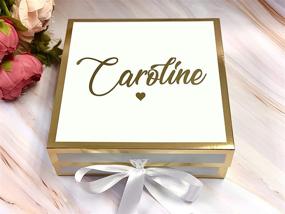 img 3 attached to 🎁 Premium Magnetic Lid Gift Box with Bowtie Design | Sturdy Cardboard | Elegant Proposal Box for Bridal Party | Gold Trim | 9"x9"x3.25