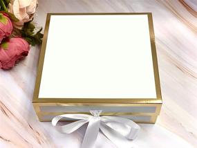 img 4 attached to 🎁 Premium Magnetic Lid Gift Box with Bowtie Design | Sturdy Cardboard | Elegant Proposal Box for Bridal Party | Gold Trim | 9"x9"x3.25